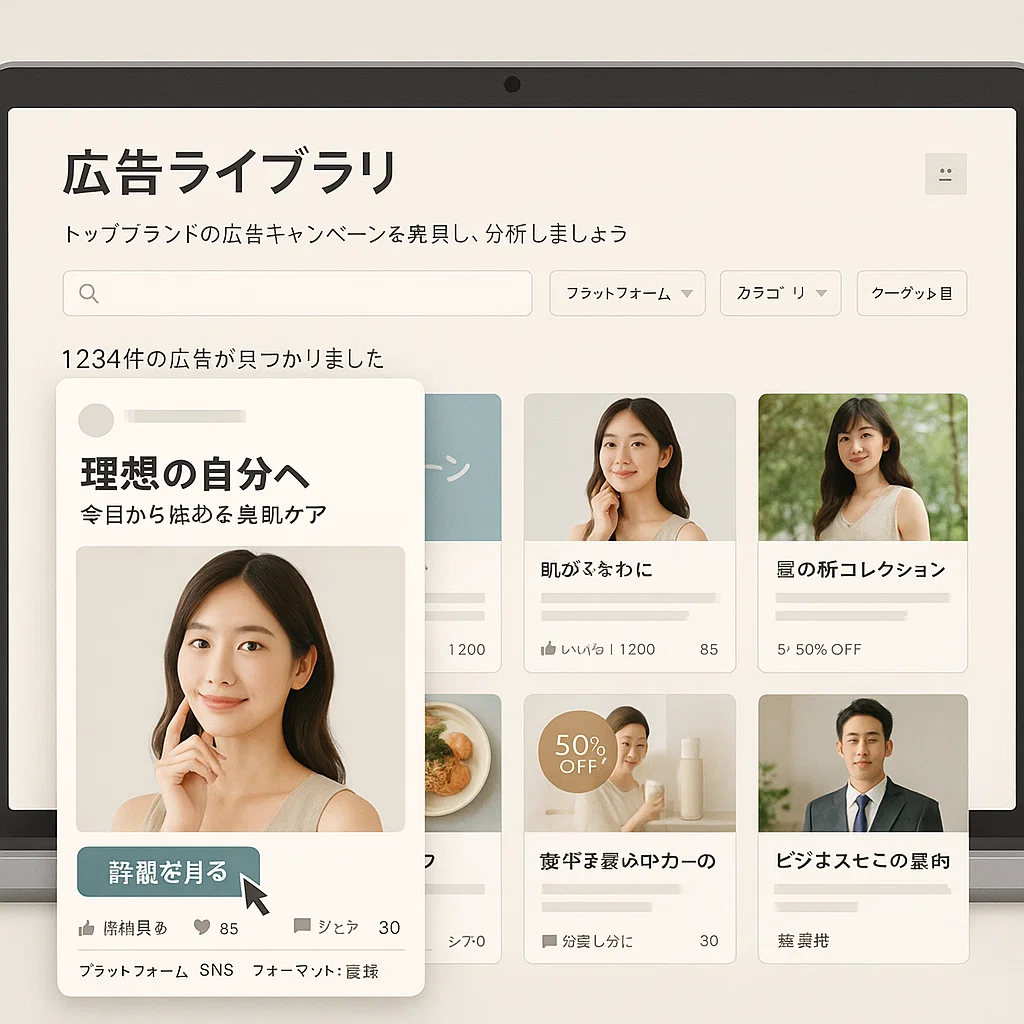 事例をクリックするとAI広告の詳細が表示されます