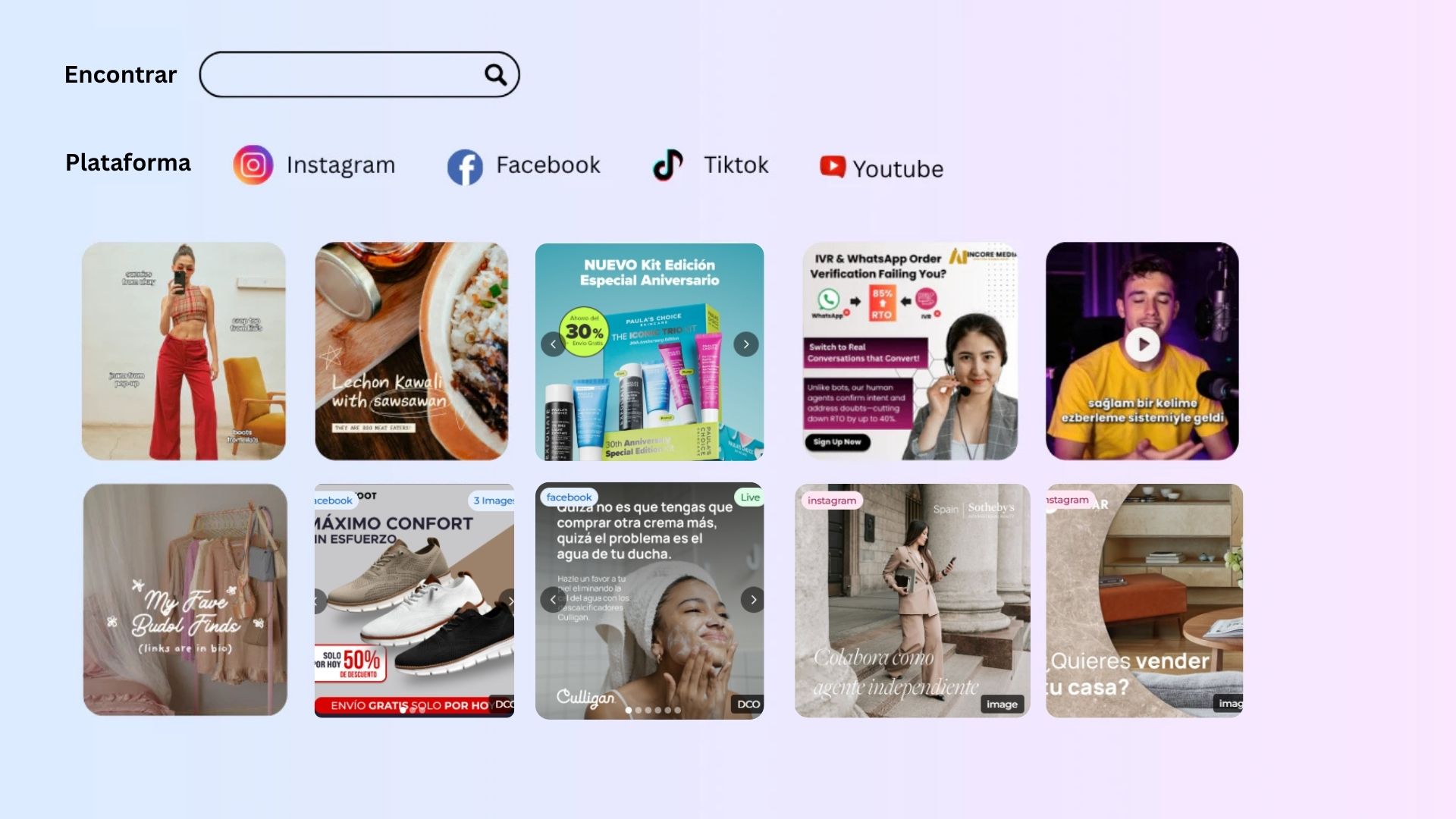 Biblioteca de 10M+ anuncios TikTok